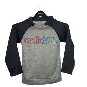 Adidas Girls Hoodie Sweatshirt Pullover Black Rainbow Logo Size 10
